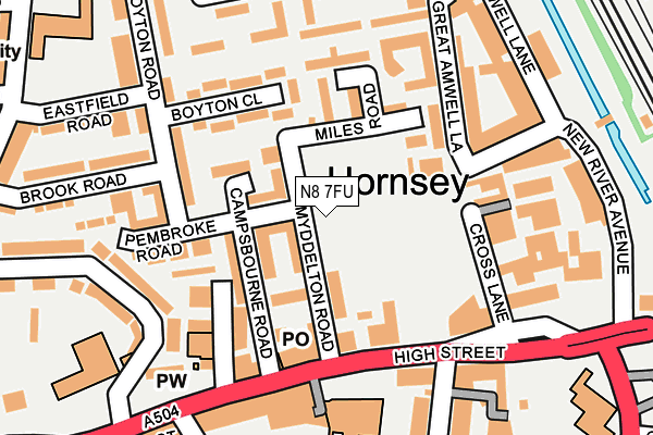 N8 7FU map - OS OpenMap – Local (Ordnance Survey) N8 7FU map - OS OpenMap – Local (Ordnance Survey)