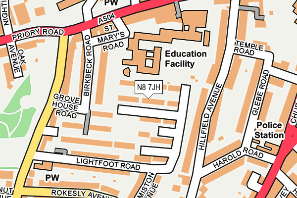 N8 7JH map - OS OpenMap – Local (Ordnance Survey) N8 7JH map - OS OpenMap – Local (Ordnance Survey)