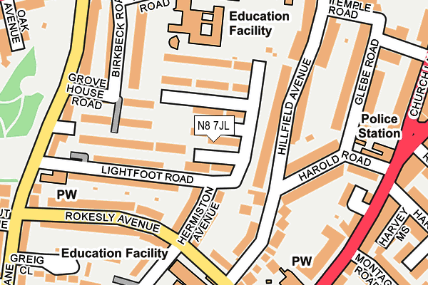N8 7JL map - OS OpenMap – Local (Ordnance Survey) N8 7JL map - OS OpenMap – Local (Ordnance Survey)