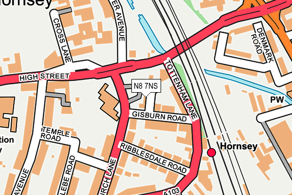 N8 7NS map - OS OpenMap – Local (Ordnance Survey) N8 7NS map - OS OpenMap – Local (Ordnance Survey)