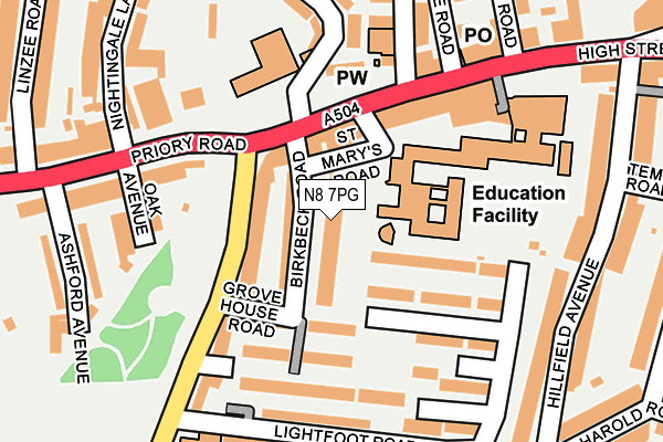 N8 7PG map - OS OpenMap – Local (Ordnance Survey)