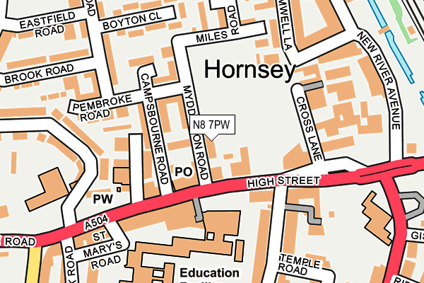N8 7PW map - OS OpenMap – Local (Ordnance Survey)