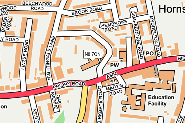 N8 7QN map - OS OpenMap – Local (Ordnance Survey) N8 7QN map - OS OpenMap – Local (Ordnance Survey)