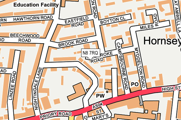 N8 7RQ map - OS OpenMap – Local (Ordnance Survey) N8 7RQ map - OS OpenMap – Local (Ordnance Survey)