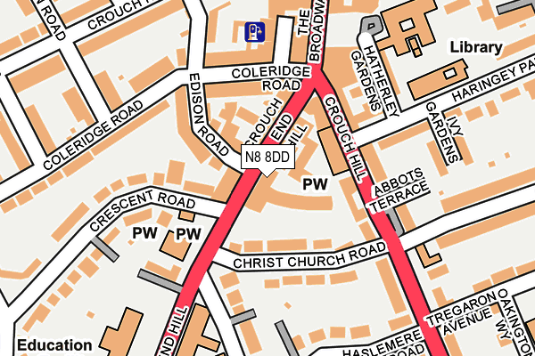 N8 8DD map - OS OpenMap – Local (Ordnance Survey)
