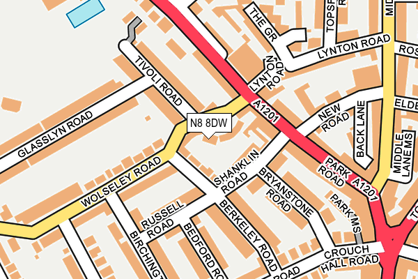 N8 8DW map - OS OpenMap – Local (Ordnance Survey) N8 8DW map - OS OpenMap – Local (Ordnance Survey)