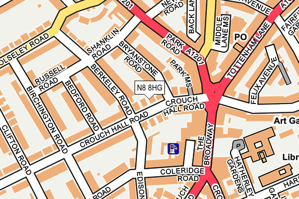 N8 8HG map - OS OpenMap – Local (Ordnance Survey) N8 8HG map - OS OpenMap – Local (Ordnance Survey)