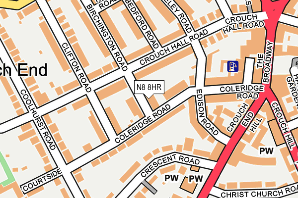 N8 8HR map - OS OpenMap – Local (Ordnance Survey) N8 8HR map - OS OpenMap – Local (Ordnance Survey)