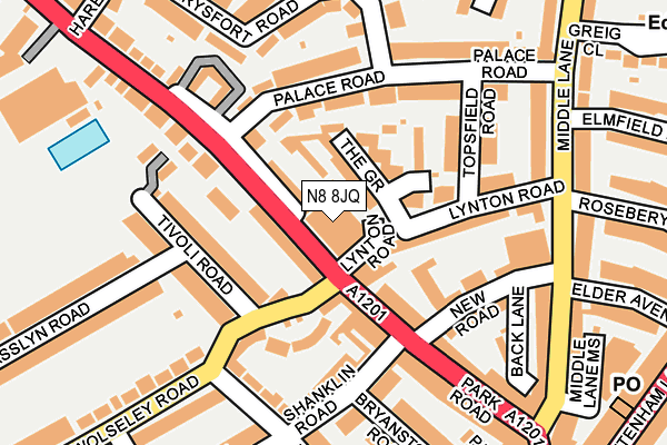N8 8JQ map - OS OpenMap – Local (Ordnance Survey) N8 8JQ map - OS OpenMap – Local (Ordnance Survey)