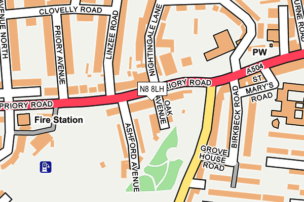 N8 8LH map - OS OpenMap – Local (Ordnance Survey) N8 8LH map - OS OpenMap – Local (Ordnance Survey)