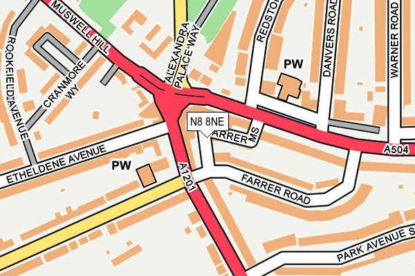N8 8NE map - OS OpenMap – Local (Ordnance Survey) N8 8NE map - OS OpenMap – Local (Ordnance Survey)