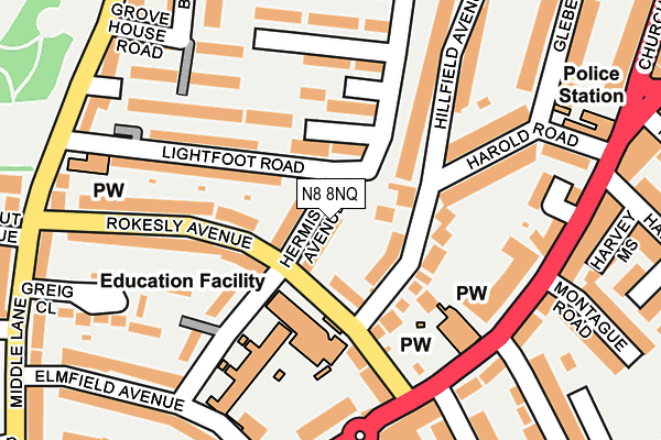 N8 8NQ map - OS OpenMap – Local (Ordnance Survey)
