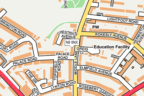 N8 8NX map - OS OpenMap – Local (Ordnance Survey)