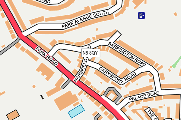 N8 8QY map - OS OpenMap – Local (Ordnance Survey) N8 8QY map - OS OpenMap – Local (Ordnance Survey)