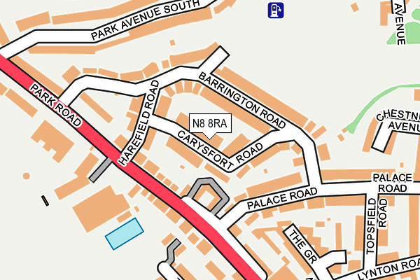N8 8RA map - OS OpenMap – Local (Ordnance Survey) N8 8RA map - OS OpenMap – Local (Ordnance Survey)