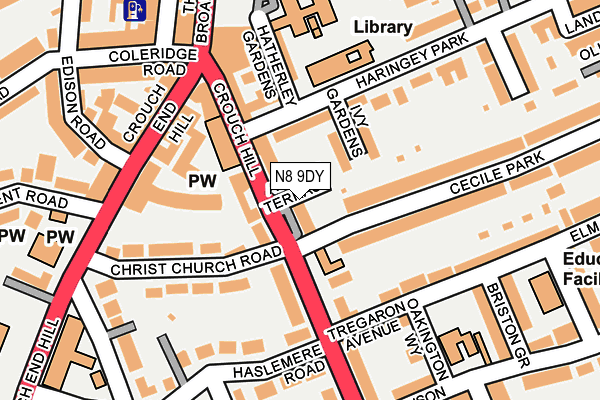 N8 9DY map - OS OpenMap – Local (Ordnance Survey) N8 9DY map - OS OpenMap – Local (Ordnance Survey)