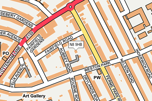 N8 9HB map - OS OpenMap – Local (Ordnance Survey) N8 9HB map - OS OpenMap – Local (Ordnance Survey)