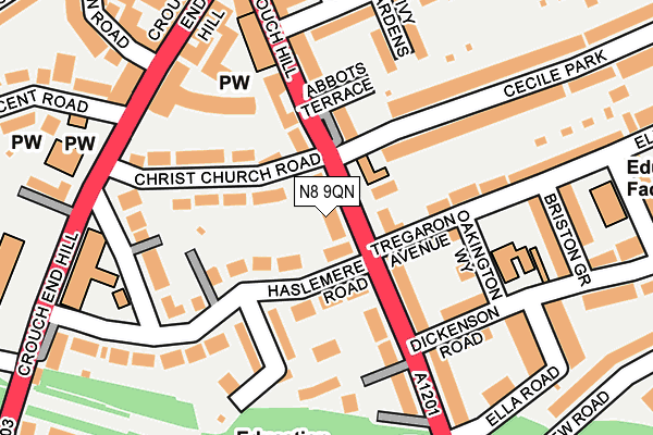N8 9QN map - OS OpenMap – Local (Ordnance Survey) N8 9QN map - OS OpenMap – Local (Ordnance Survey)
