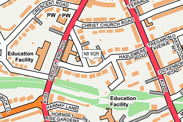 N8 9QR map - OS OpenMap – Local (Ordnance Survey)