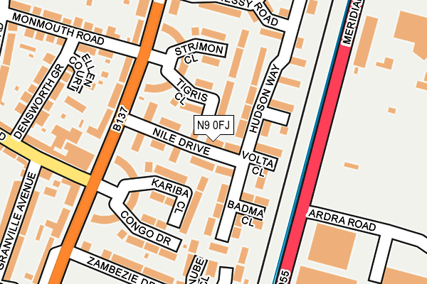 N9 0FJ map - OS OpenMap – Local (Ordnance Survey) N9 0FJ map - OS OpenMap – Local (Ordnance Survey)