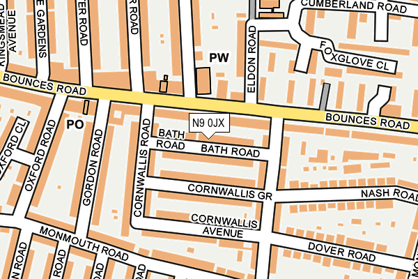 N9 0JX map - OS OpenMap – Local (Ordnance Survey) N9 0JX map - OS OpenMap – Local (Ordnance Survey)