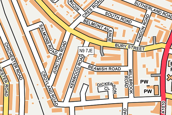 N9 7JE map - OS OpenMap – Local (Ordnance Survey) N9 7JE map - OS OpenMap – Local (Ordnance Survey)
