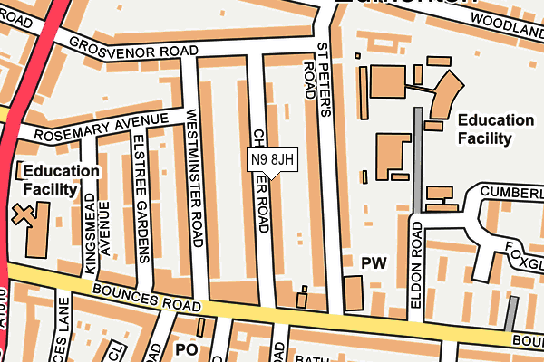 N9 8JH map - OS OpenMap – Local (Ordnance Survey) N9 8JH map - OS OpenMap – Local (Ordnance Survey)