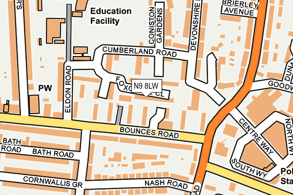N9 8LW map - OS OpenMap – Local (Ordnance Survey) N9 8LW map - OS OpenMap – Local (Ordnance Survey)