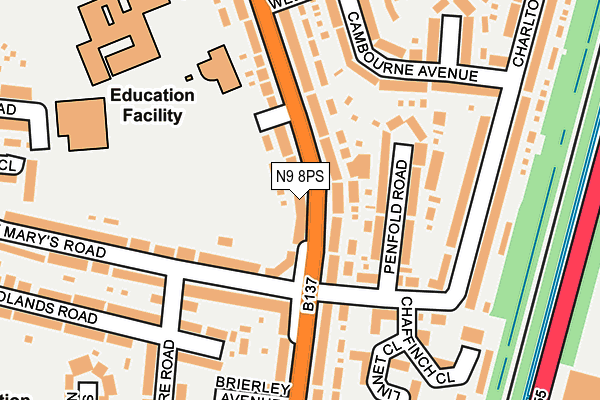 N9 8PS map - OS OpenMap – Local (Ordnance Survey) N9 8PS map - OS OpenMap – Local (Ordnance Survey)