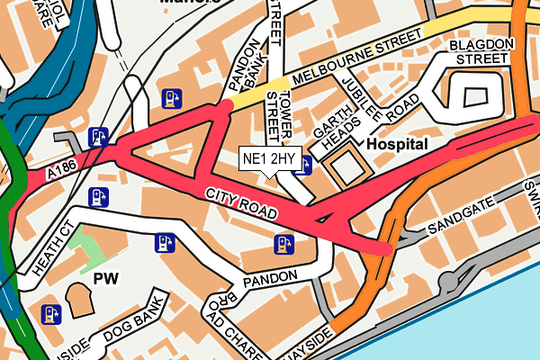 NE1 2HY map - OS OpenMap – Local (Ordnance Survey)