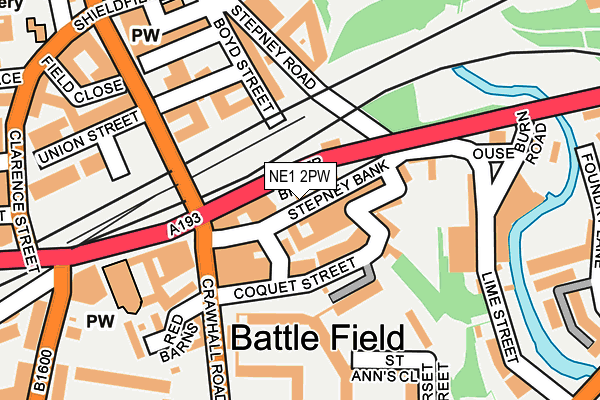 NE1 2PW map - OS OpenMap – Local (Ordnance Survey) NE1 2PW map - OS OpenMap – Local (Ordnance Survey)