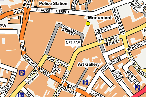 NE1 5AE map - OS OpenMap – Local (Ordnance Survey)