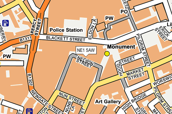 NE1 5AW map - OS OpenMap – Local (Ordnance Survey)