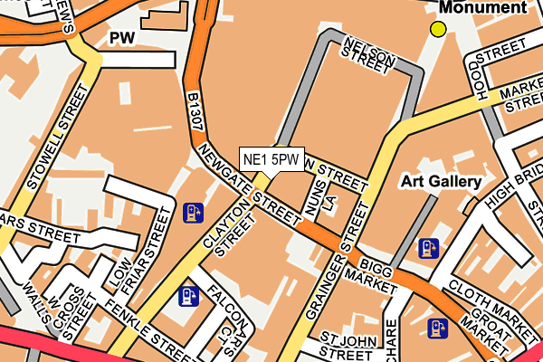 NE1 5PW map - OS OpenMap – Local (Ordnance Survey) NE1 5PW map - OS OpenMap – Local (Ordnance Survey)