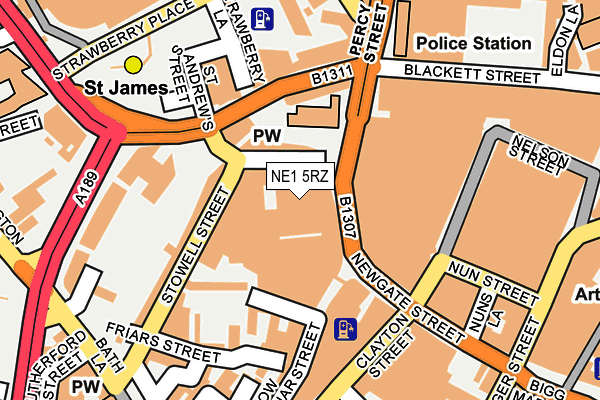 NE1 5RZ map - OS OpenMap – Local (Ordnance Survey)
