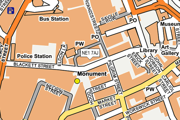 NE1 7AJ map - OS OpenMap – Local (Ordnance Survey) NE1 7AJ map - OS OpenMap – Local (Ordnance Survey)