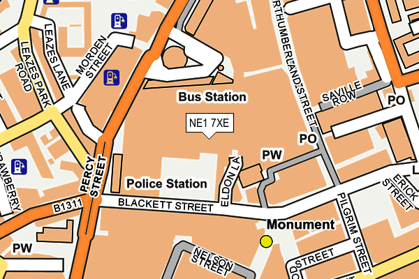 NE1 7XE map - OS OpenMap – Local (Ordnance Survey) NE1 7XE map - OS OpenMap – Local (Ordnance Survey)