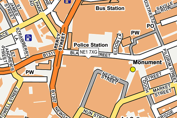 NE1 7XG map - OS OpenMap – Local (Ordnance Survey)