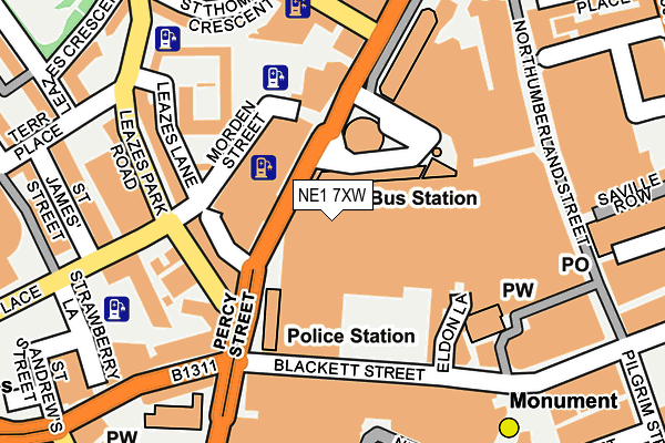NE1 7XW map - OS OpenMap – Local (Ordnance Survey)