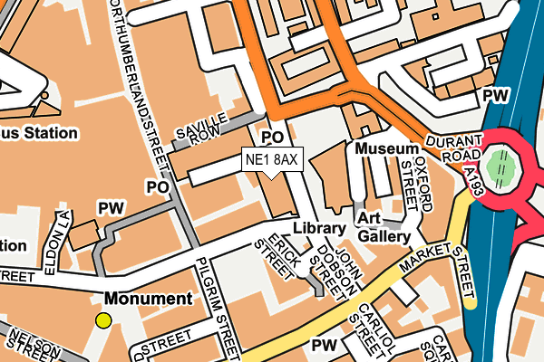NE1 8AX map - OS OpenMap – Local (Ordnance Survey) NE1 8AX map - OS OpenMap – Local (Ordnance Survey)