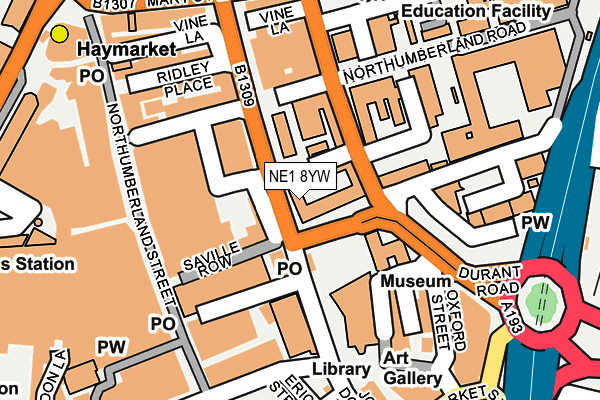 NE1 8YW map - OS OpenMap – Local (Ordnance Survey) NE1 8YW map - OS OpenMap – Local (Ordnance Survey)