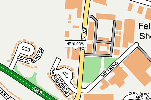 NE10 0QW map - OS OpenMap – Local (Ordnance Survey) NE10 0QW map - OS OpenMap – Local (Ordnance Survey)