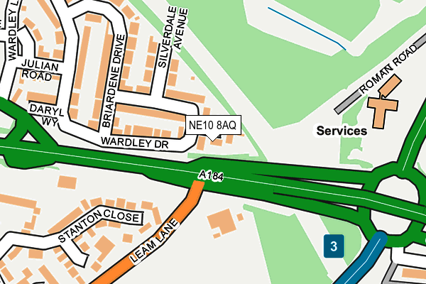 NE10 8AQ map - OS OpenMap – Local (Ordnance Survey)