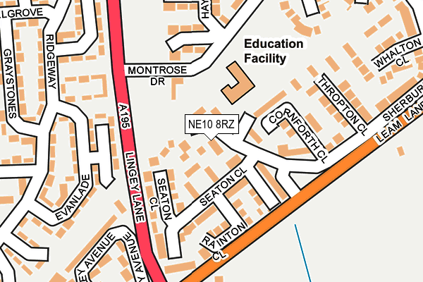 NE10 8RZ map - OS OpenMap – Local (Ordnance Survey)
