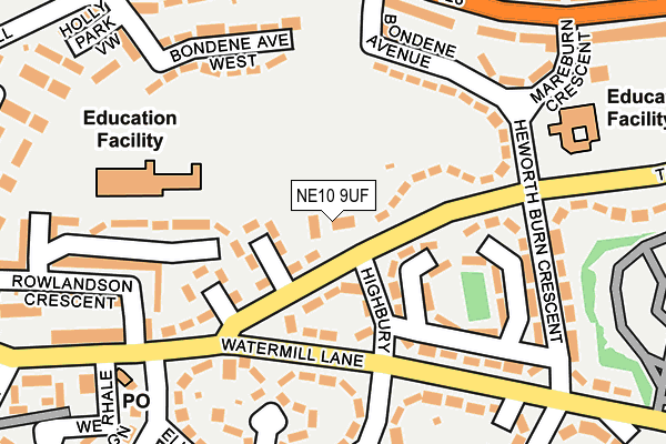 NE10 9UF map - OS OpenMap – Local (Ordnance Survey) NE10 9UF map - OS OpenMap – Local (Ordnance Survey)