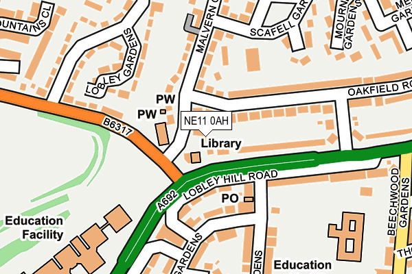 NE11 0AH map - OS OpenMap – Local (Ordnance Survey)