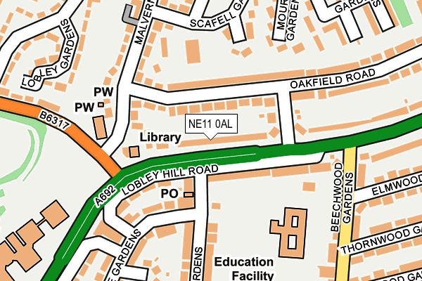 NE11 0AL map - OS OpenMap – Local (Ordnance Survey) NE11 0AL map - OS OpenMap – Local (Ordnance Survey)