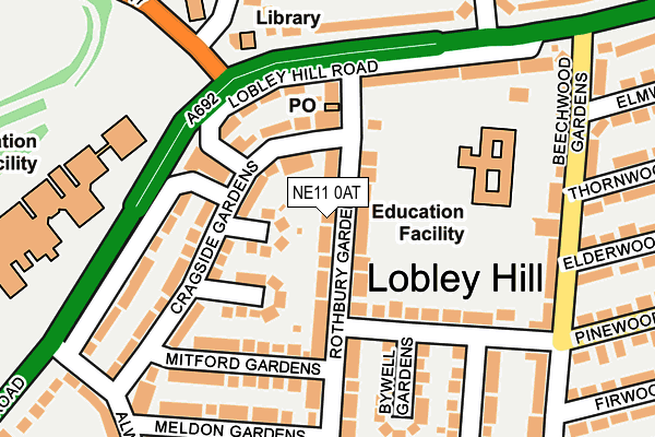 NE11 0AT map - OS OpenMap – Local (Ordnance Survey)