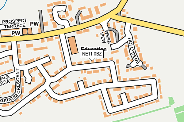 NE11 0BZ map - OS OpenMap – Local (Ordnance Survey) NE11 0BZ map - OS OpenMap – Local (Ordnance Survey)