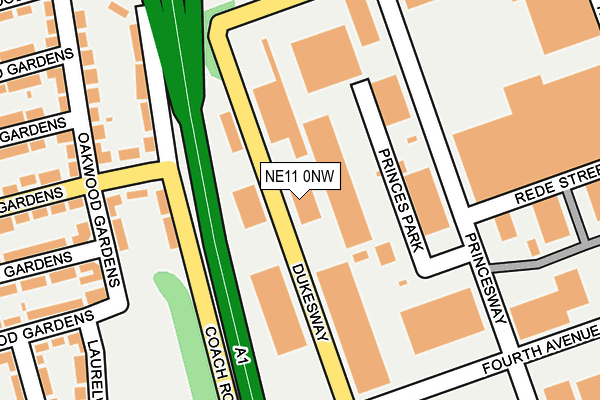 NE11 0NW map - OS OpenMap – Local (Ordnance Survey) NE11 0NW map - OS OpenMap – Local (Ordnance Survey)